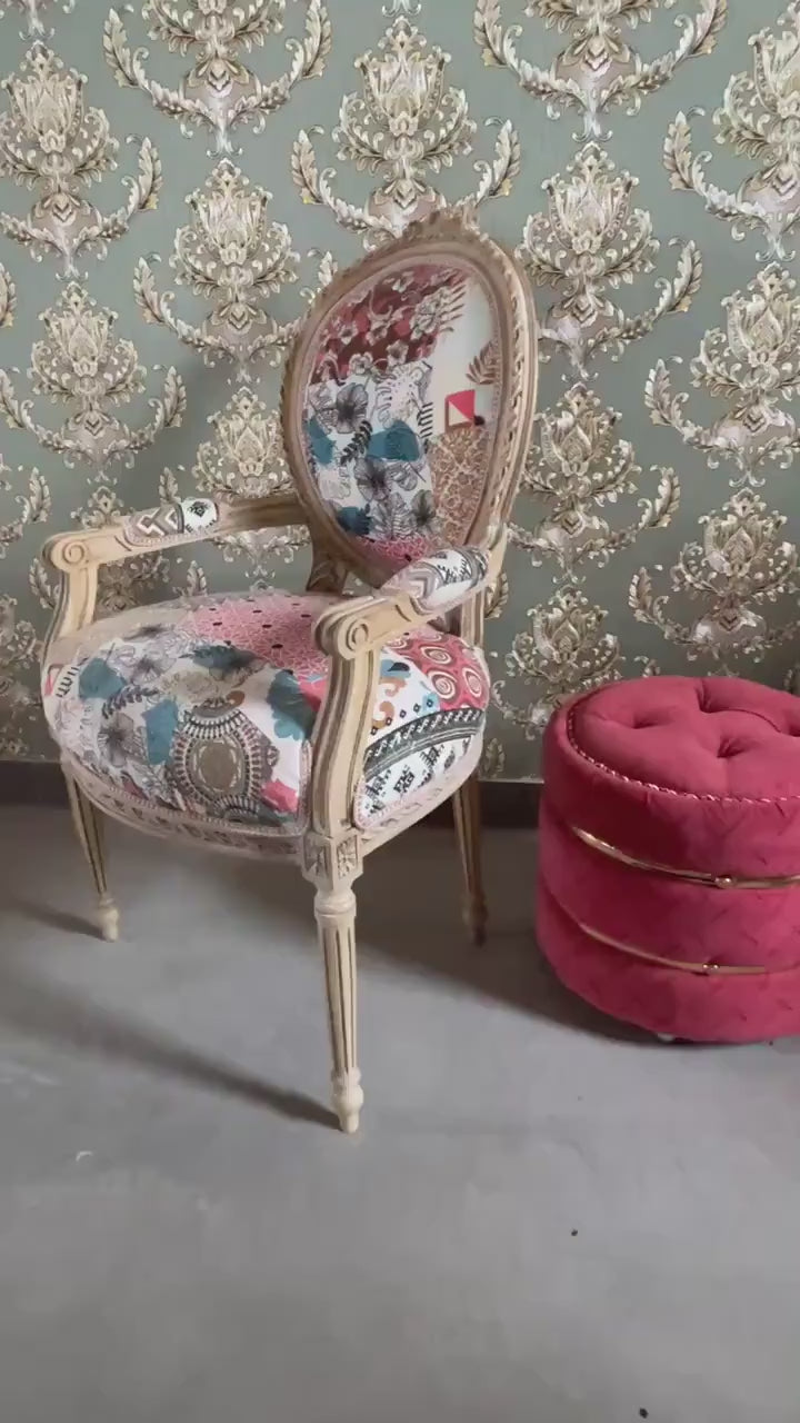 French Baroque Style Dining Chair: Handmade Floral Accent Chair