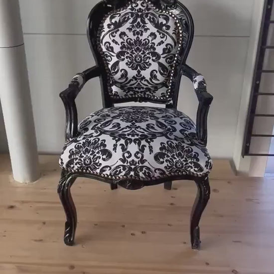 French Louis Style Armchair: Retro Baroque Floral Accent Chair