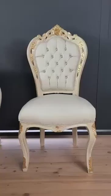 Ivory Faux Leather French Louis XV Style Accent Chair