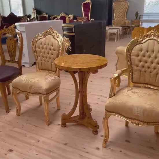 Accent Chair Gold Color French Baroque Rococo Style Dining Chair Nostalgic Antique Look Chair in Gold Finish