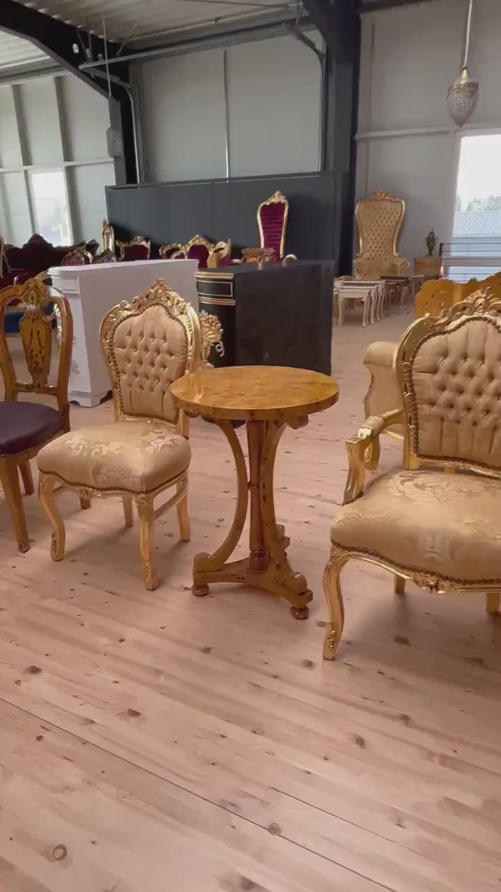 Accent Chair Gold Color French Baroque Rococo Style Dining Chair Nostalgic Antique Look Chair in Gold Finish