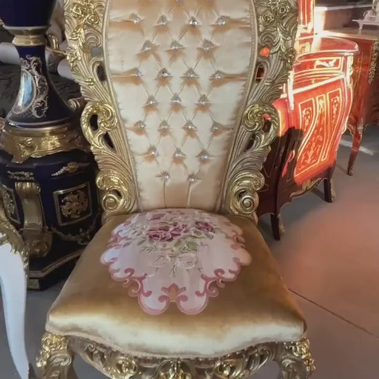 Italiaanse barokke antieke stijl koningstroon / Italian Baroque Antique Style Royal Throne- Gold