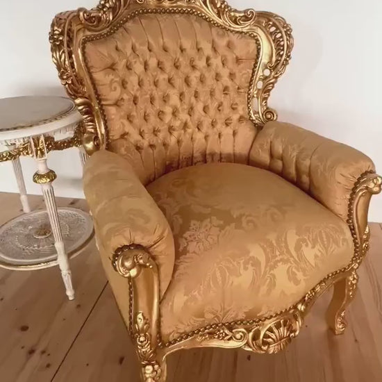 Gold French Louis XV Armchair: Retro Baroque Rococo Style