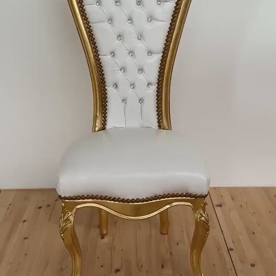 Tall Baroque Chair: Gold Finish, Velvet Holiday Decor