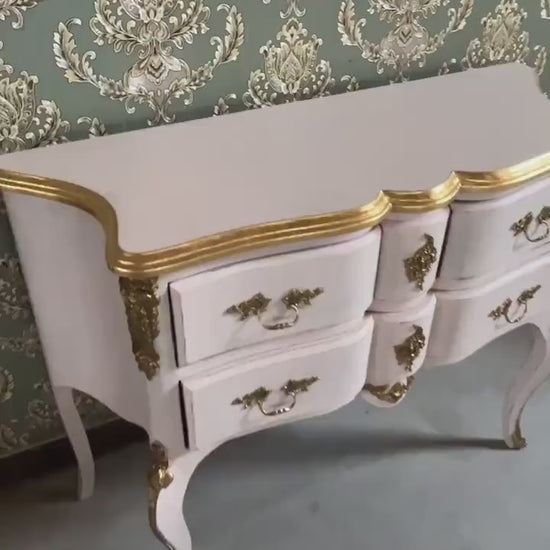 Pink Chest of Drawer, Retro French Style Dresser, Baroque Style Chest of Drawer, Home Gift for Her, Bedroom Decor Dresser, Pink Dresser