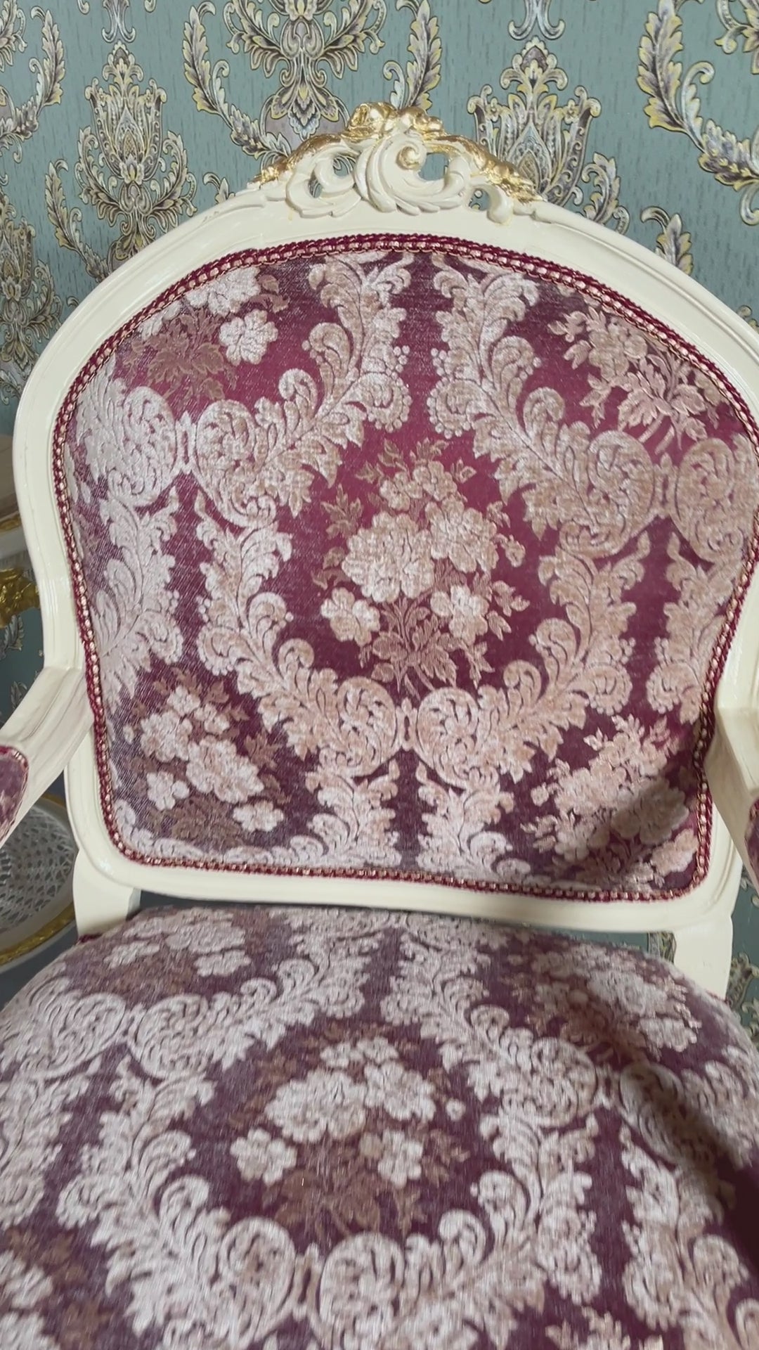 Baroque Accent Chair French Antique Style Armchair Pink Floral Lounge Chair