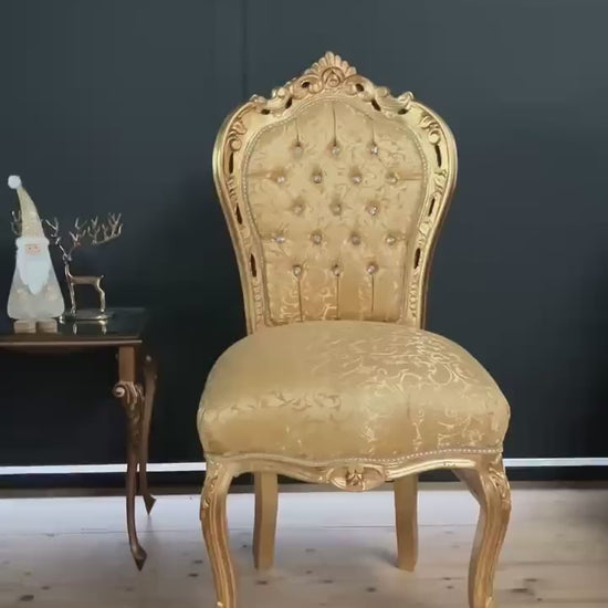 Gold French Baroque Dining Chair: Rococo Style Accent Chair