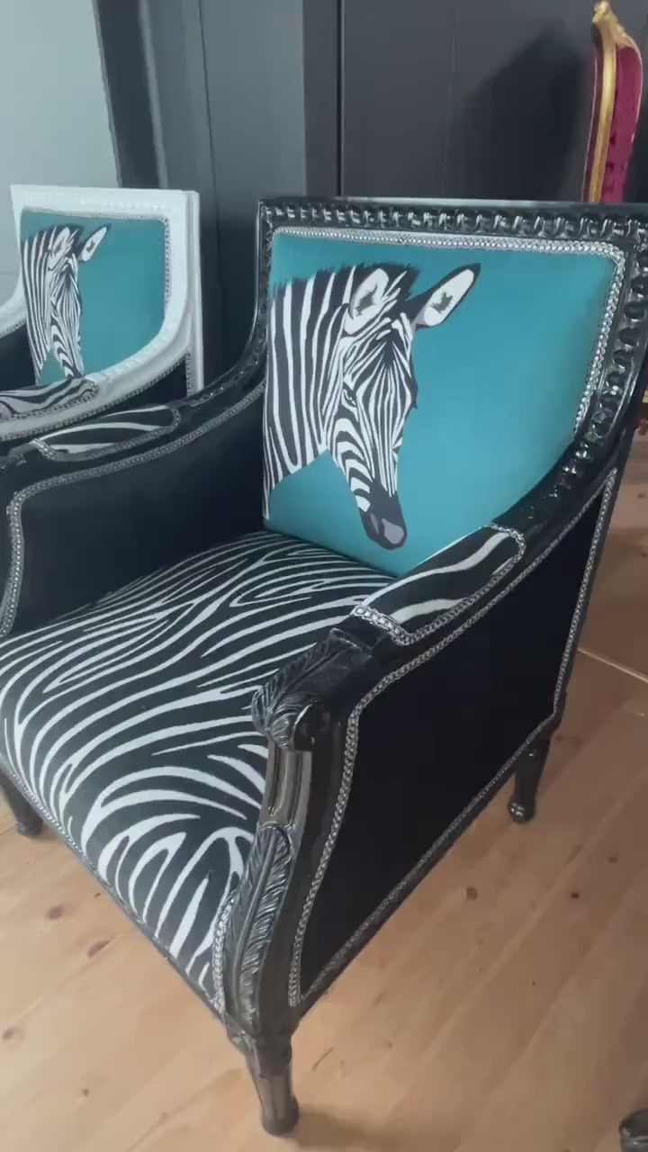 Green Velvet Zebra Print Armchair: Modern Party Event Chair