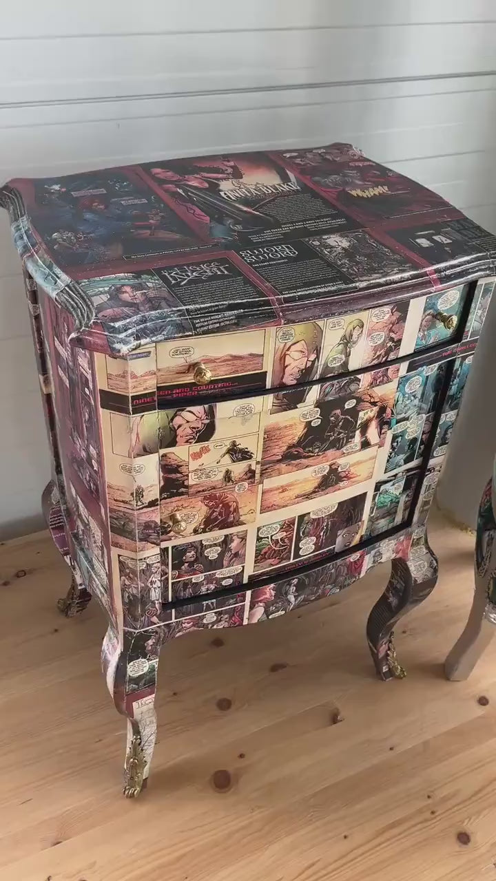 Kids Cabinet French Baroque Rococo Style Comic Book Print at Surface Colorful Cabinet Niche Item
