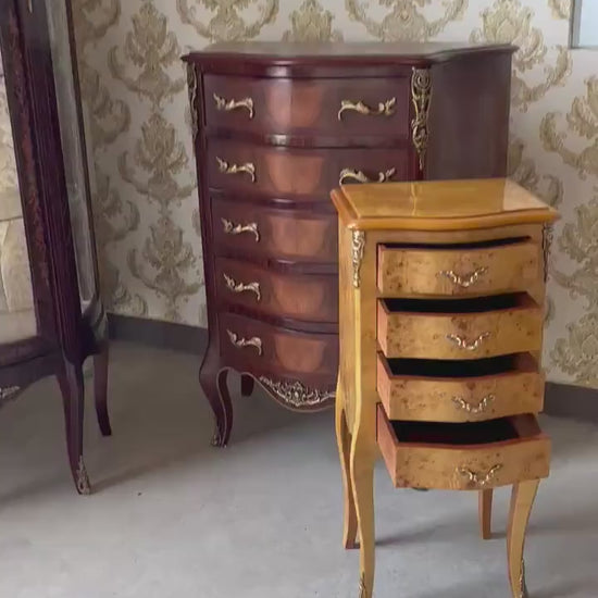 Small Kommode French Louis Style Night Stand Retro Baroque Style in Yellow Color Small Chest Of Drawer Beautiful Home Decor