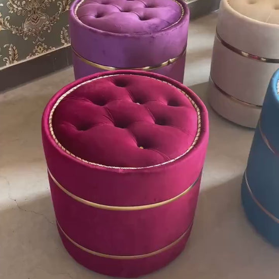 Ottoman Colorful Baroque Style Stool Nostalgic French Handmade Style Ottoman for Home Decor in Rich Velvet Purple Blue Red Beige