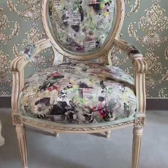 Sessel Französischer Barockstil Esszimmerstuhl Akzentstuhl/Armchair French Baroque Style Dining Chair Accent Chair- Summer Flower Series 2
