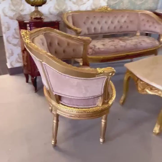 Sofa Set Baroque Style Lounge Sofa Cappuccino Color French Antique Style for Small Home