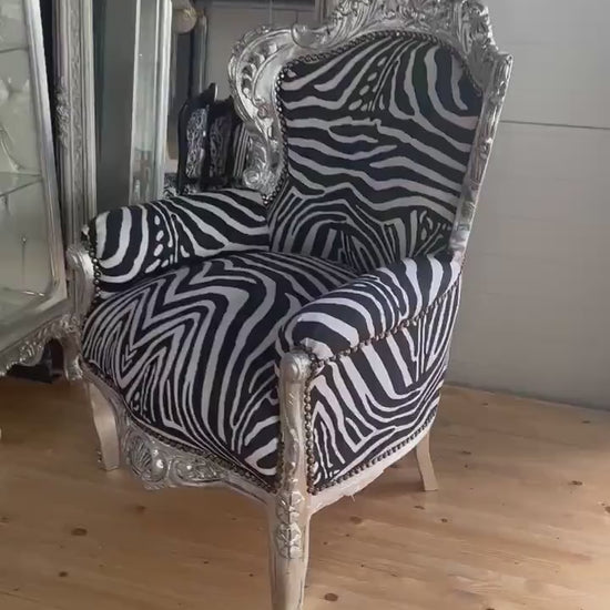 Barock-Sessel im französischen Rokoko-Stil / Baroque Armchair in French Rococo style- Black Zebra