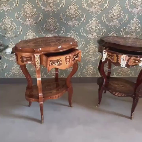 Side Table French Antique Style Wooden Brown Coffee Table Retro Baroque Style Side Table for Home Decor