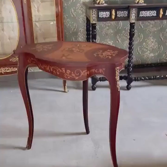 Baroque Style Desk: Antique French Look, Solid Wood & Bronze Ornaments