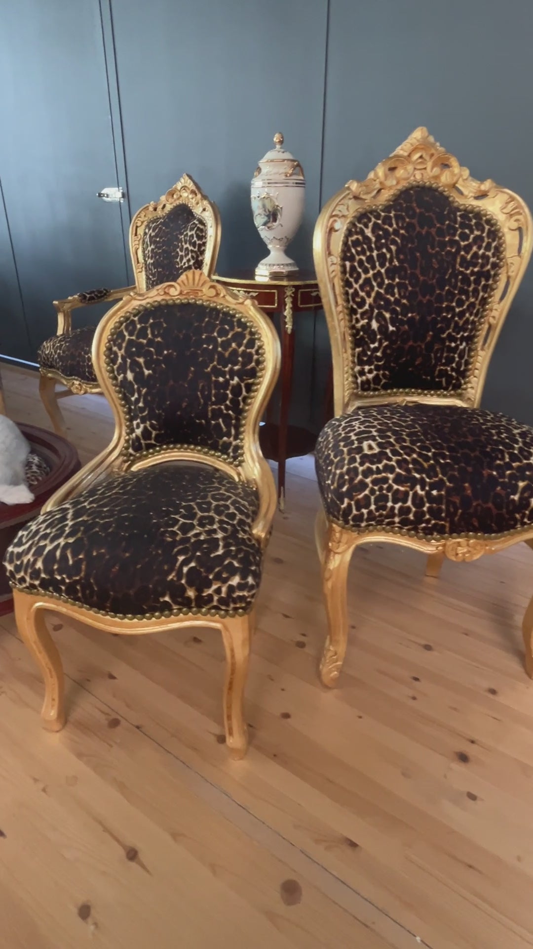 Rococo Accent Armchair Leopard Print Baroque Chair Animal Print Luxury Home Decor