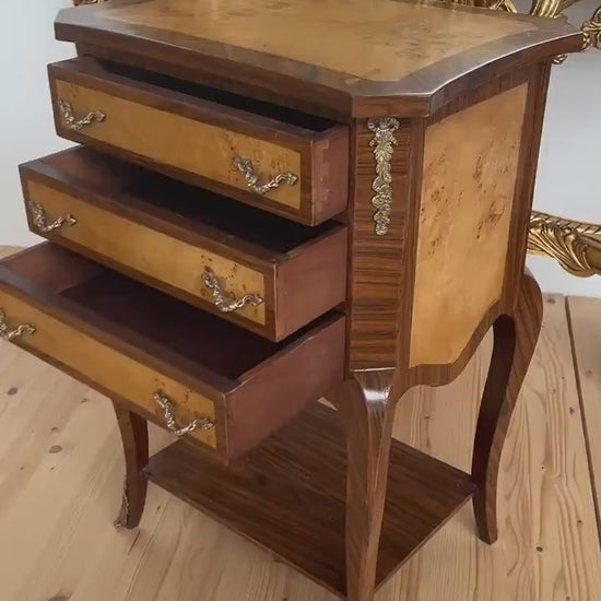 French Louis Baroque Nightstand: Antique Style Bedside Table